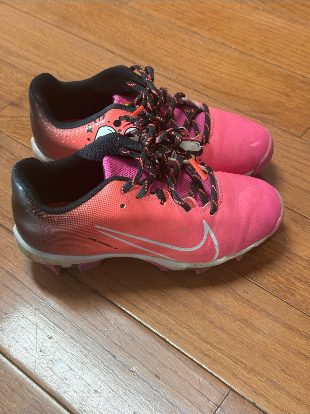 Nike Kids Pink and Black Baseball Cleats - Youth Athletic Sneakers